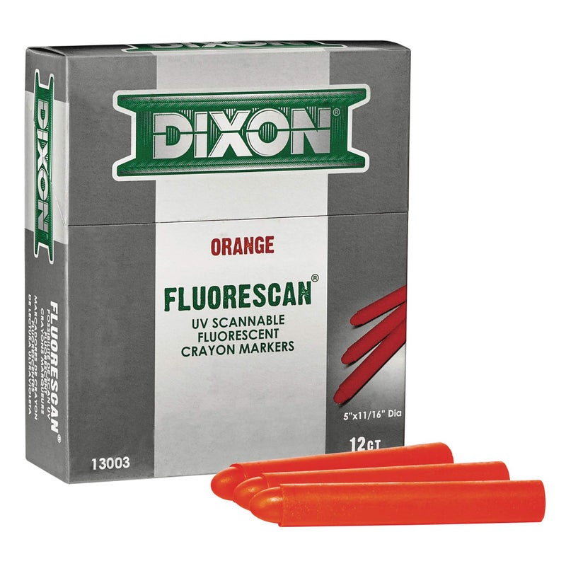 Dixon Industrial Fluorescan Specialty Crayons, Round, 4-3/4 x 11/16", Orange, 12-Pack (13003) - Image 2